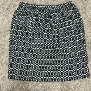 Loft Black and Off White Pencil Silky Printed Skirt